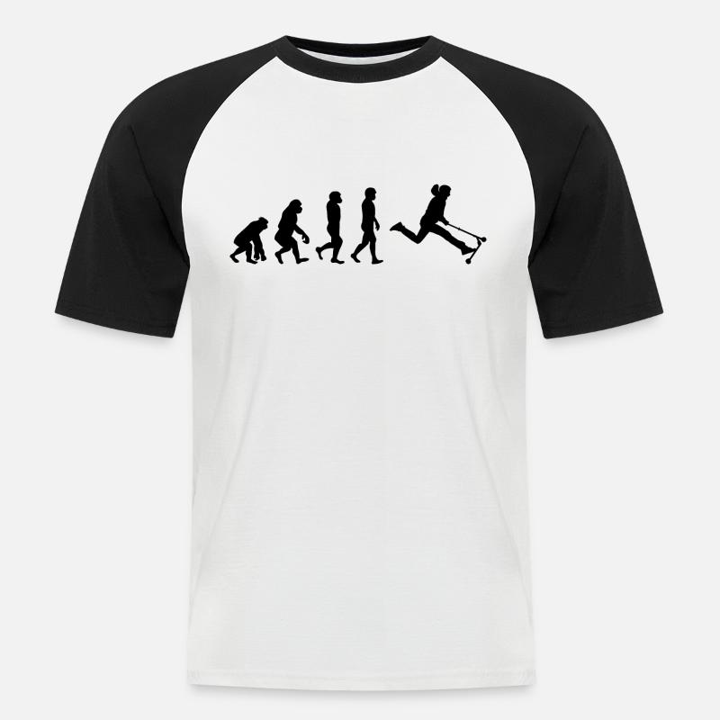 Stunt Scooter Freestyle Scootering Evolution - Men's Baseball T-Shirt - white/black