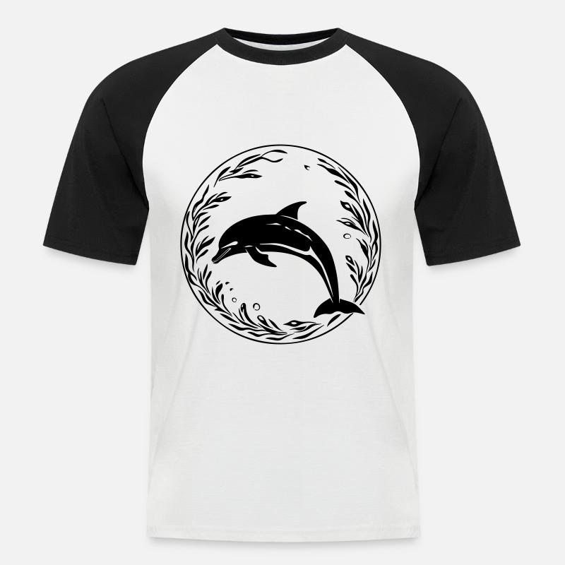 delfin - Männer Baseball-T-Shirt - Weiß/Schwarz