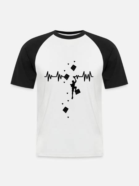 Klettern Bouldern Bergsteigen Kardiogramm - Männer Baseball-T-Shirt - Weiß/Schwarz