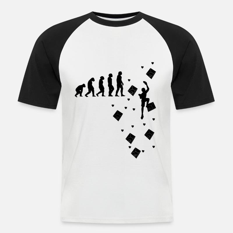 Klettern Bouldern Bergsteigen Evolution Kletterer - Männer Baseball-T-Shirt - Weiß/Schwarz