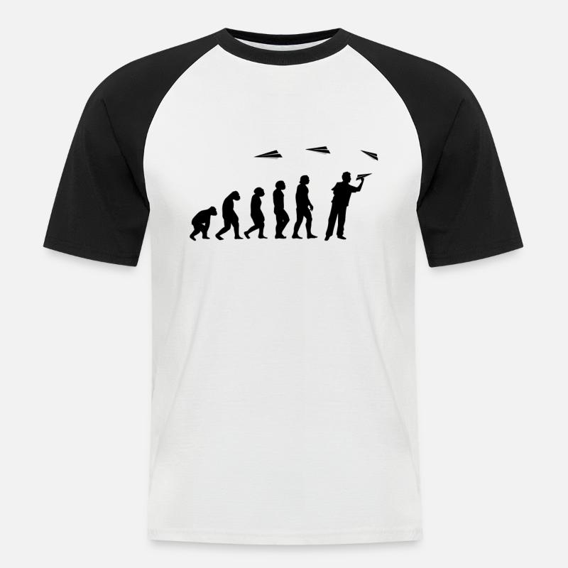 Papier-Flugzeug Piloten Mathe-Lehrer Evolution - Männer Baseball-T-Shirt - Weiß/Schwarz