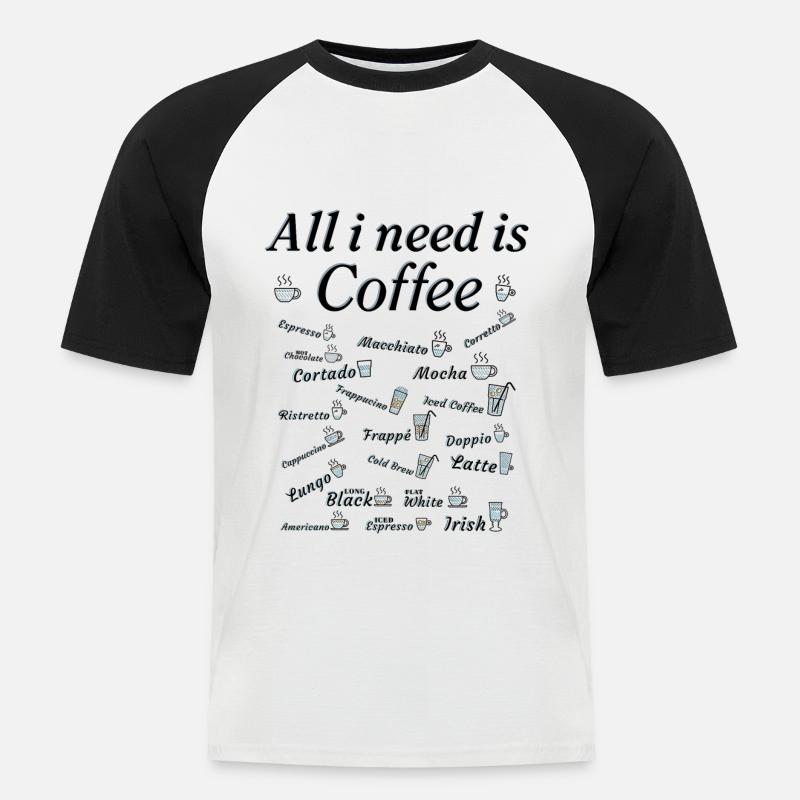 Kaffee Sammlung Kaffeetrinker Kaffeeliebhaber - Männer Baseball-T-Shirt - Weiß/Schwarz