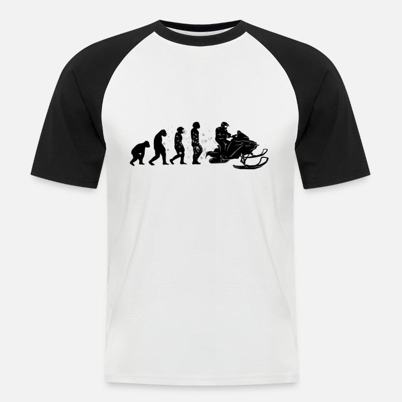 Snowmobile driver Snowmobile Evolution - Men's Baseball T-Shirt - white/black