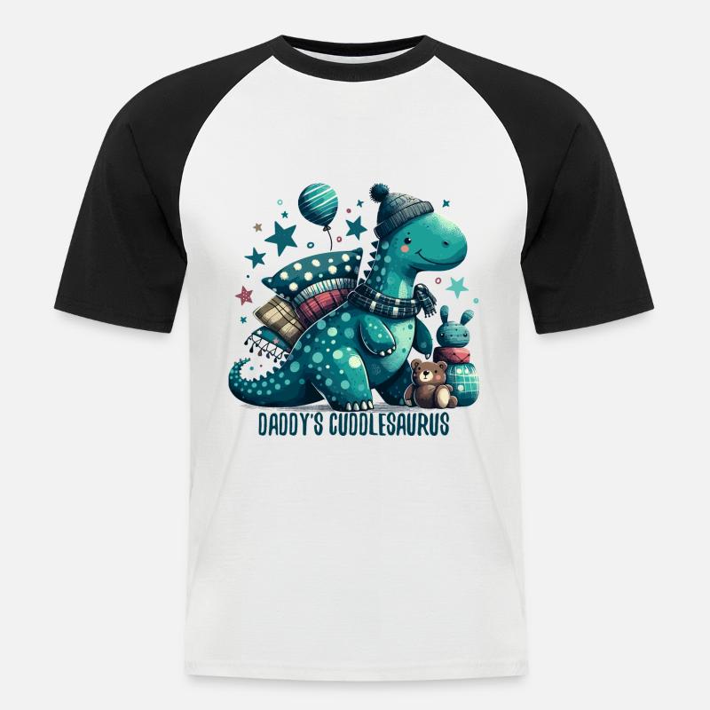 Daddy's Cuddlesaurus Cuddle Dinosaur Gift - Men's Baseball T-Shirt - white/black