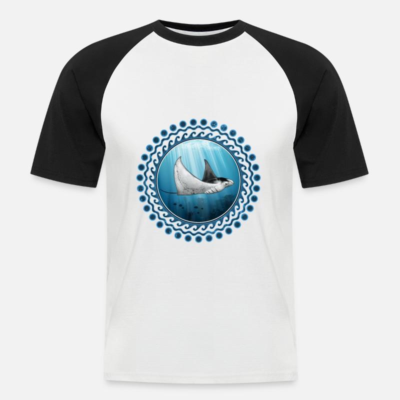 Mantarochen - Männer Baseball-T-Shirt - Weiß/Schwarz