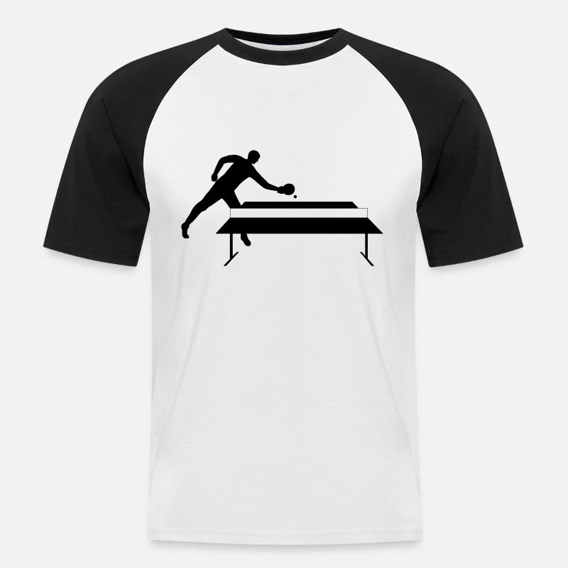 Player at table tennis table - Men's Baseball T-Shirt - white/black