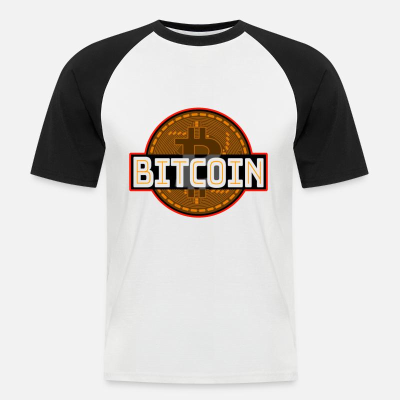 Bitcoin Krypto Bitcoinshirt - Männer Baseball-T-Shirt - Weiß/Schwarz