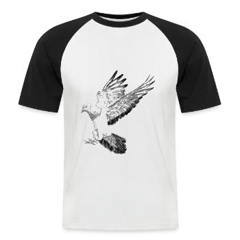 Fliegende Taube - Männer Baseball-T-Shirt - Weiß/Schwarz - Vorne - Nik (191cm)