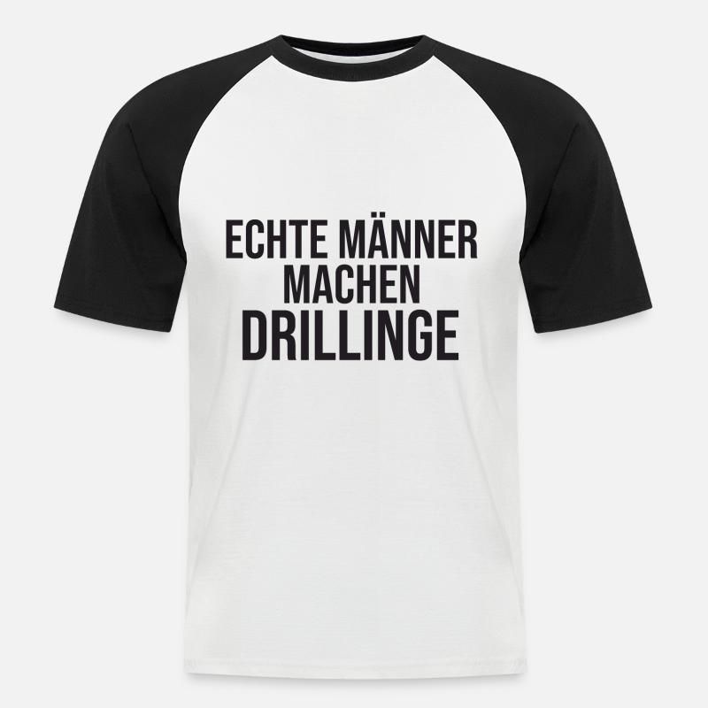 Echte Männer Machen Drillinge - Männer Baseball-T-Shirt - Weiß/Schwarz