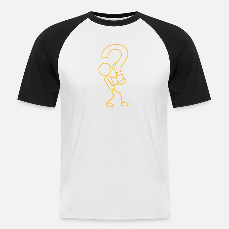 greyman_with_a_big_query_1c - Men's Baseball T-Shirt - white/black