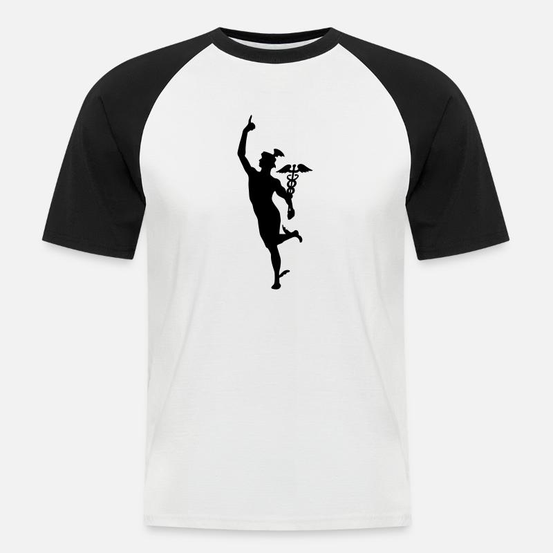 mercurio hermes dio mitologia greca olympus messag - Maglia da baseball a manica corta da uomo - bianco/nero