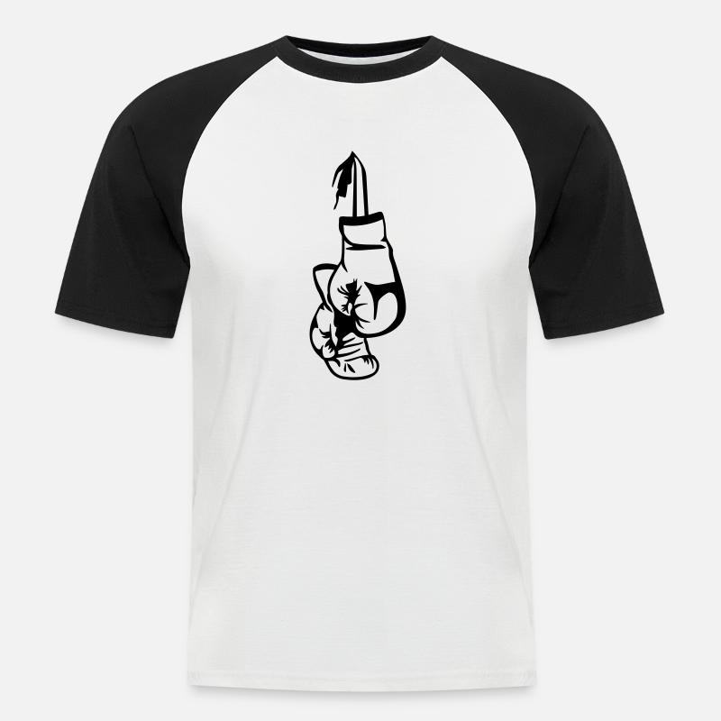 Boxen - Männer Baseball-T-Shirt - Weiß/Schwarz
