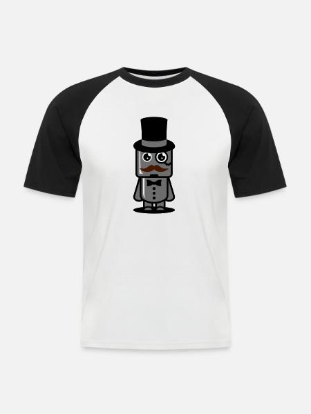 Gentleman Robot - Men's Baseball T-Shirt - white/black