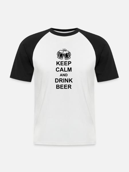 Saying Keep Calm Beer - Men's Baseball T-Shirt - white/black