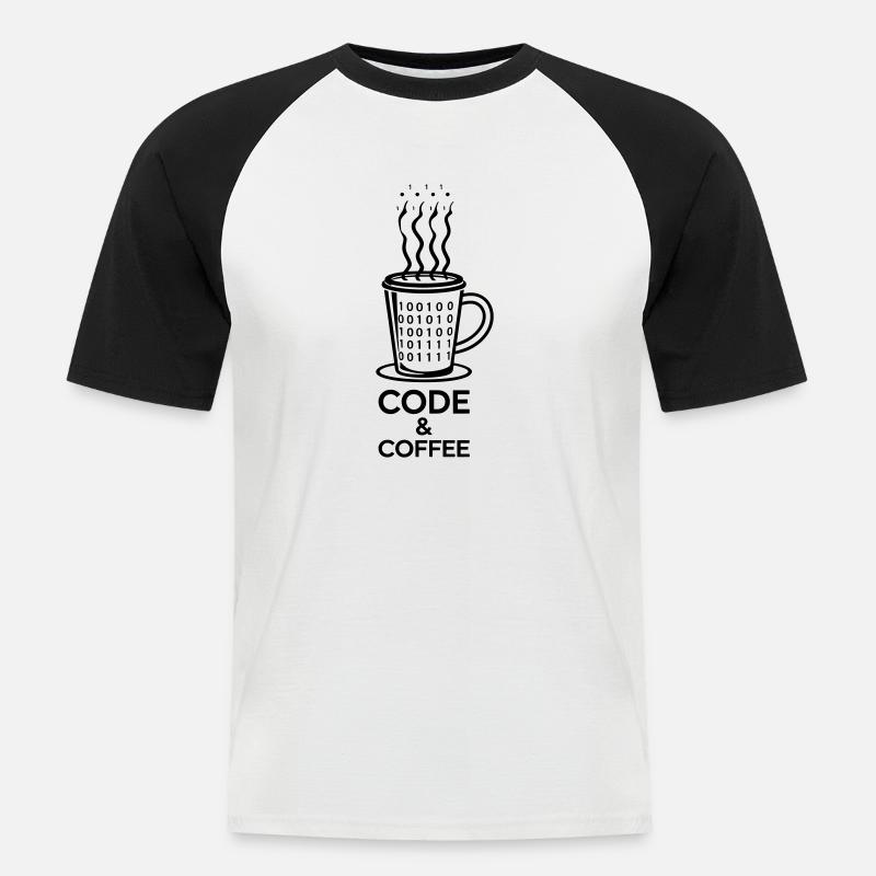 Code & Café – Duo Parfait - T-shirt baseball manches courtes Homme - blanc/noir