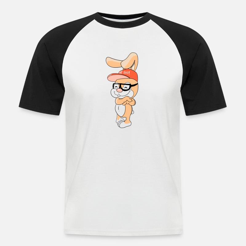 Cool pupu kani korkki ja lasit - Miesten lyhythihainen baseballpaita - valkoinen/musta