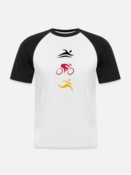 TRI Germany - Männer Baseball-T-Shirt - Weiß/Schwarz