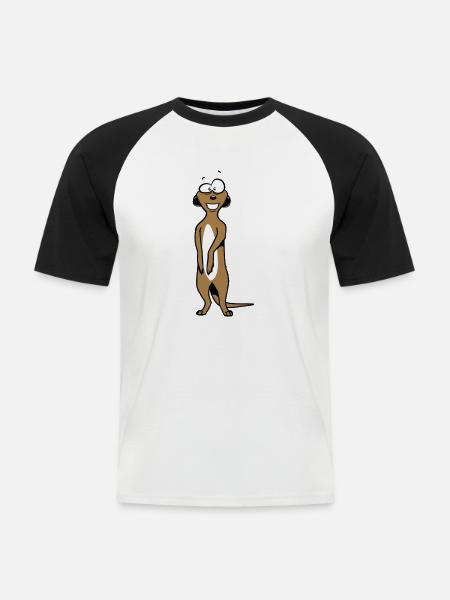 Suricates doux drôle - T-shirt baseball manches courtes Homme - blanc/noir