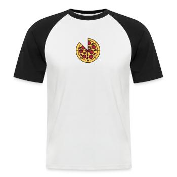 pièces manquantes morceaux pizza ronde gros dessin - T-shirt baseball manches courtes Homme - blanc/noir - Devant - Nik (191cm)