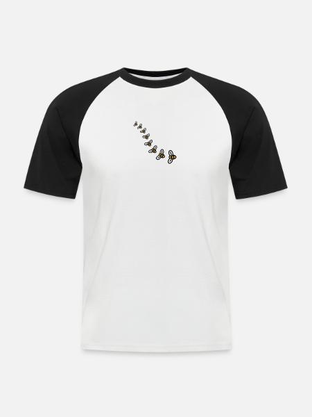 Bees Design - T-shirt baseball manches courtes Homme - blanc/noir