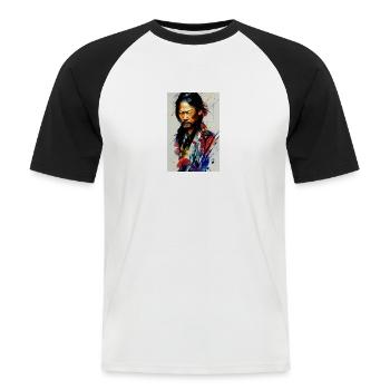 The Samurai - Männer Baseball-T-Shirt - Weiß/Schwarz - Vorne - Nik (191cm)