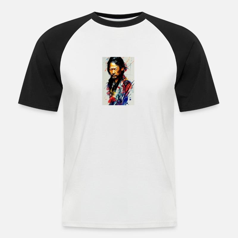 The Samurai - Männer Baseball-T-Shirt - Weiß/Schwarz