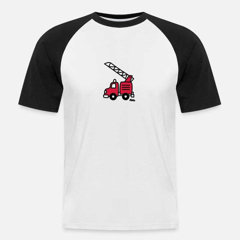 Feuerwehrauto (c) - Männer Baseball-T-Shirt - Weiß/Schwarz