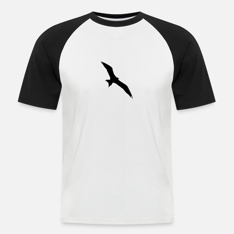 Vogel, Möwe - Männer Baseball-T-Shirt - Weiß/Schwarz