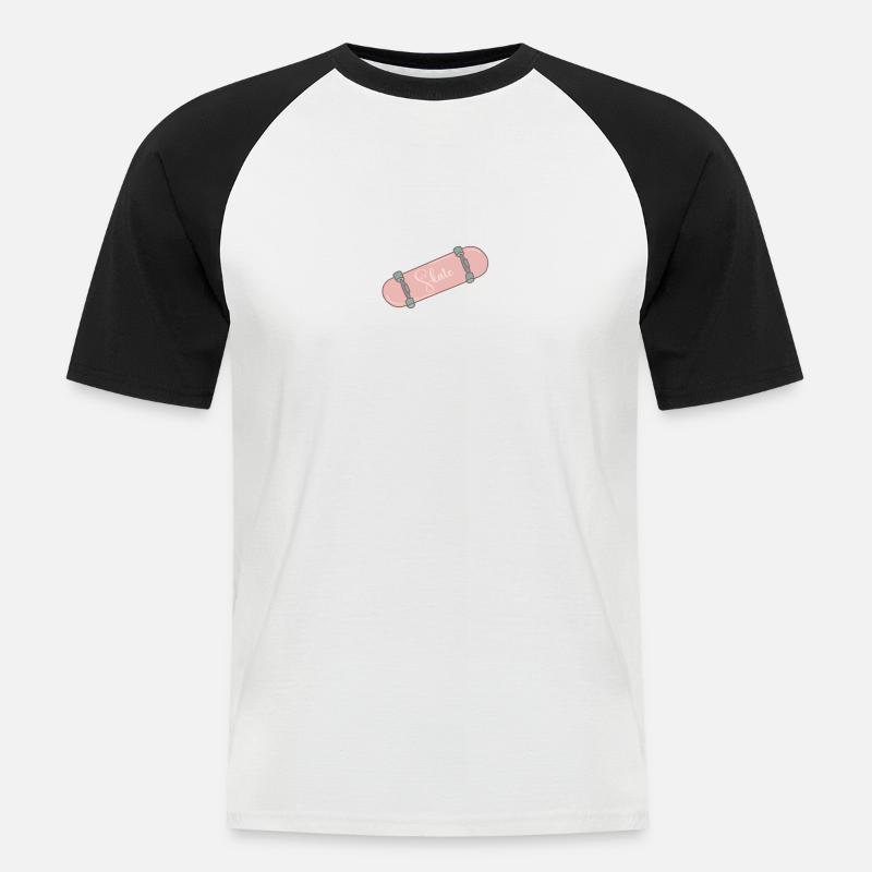 Pink skateboard - Männer Baseball-T-Shirt - Weiß/Schwarz