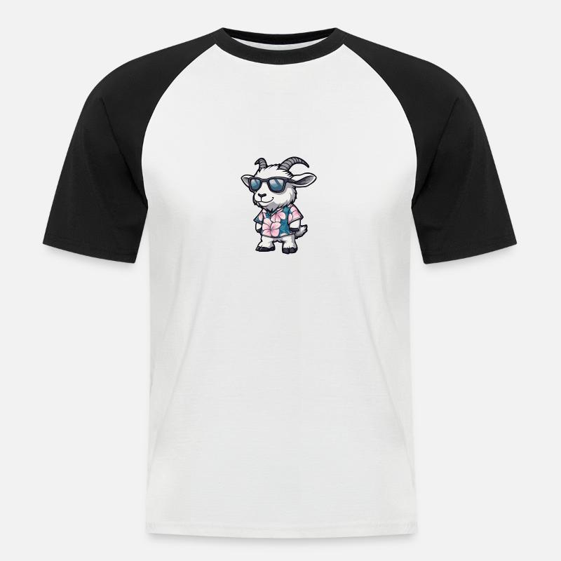 Bergziege Comic Urlaub - Männer Baseball-T-Shirt - Weiß/Schwarz