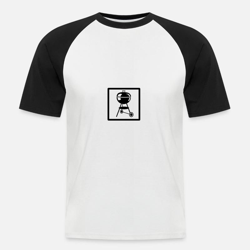Kugelgrill Piktogramm - Männer Baseball-T-Shirt - Weiß/Schwarz