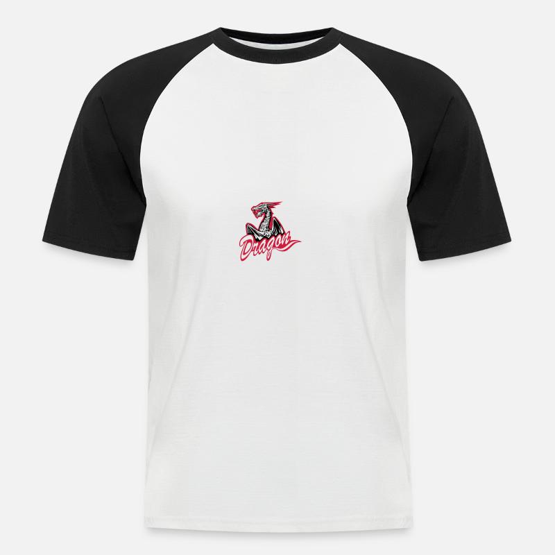 Drache - Männer Baseball-T-Shirt - Weiß/Schwarz