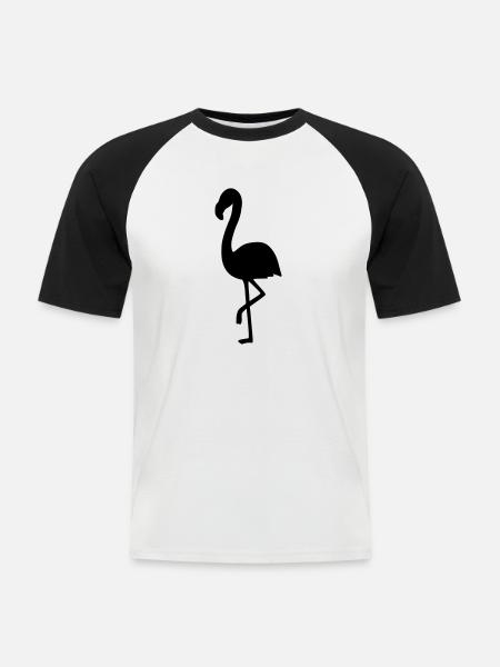 Flamingo 2 - Männer Baseball-T-Shirt - Weiß/Schwarz
