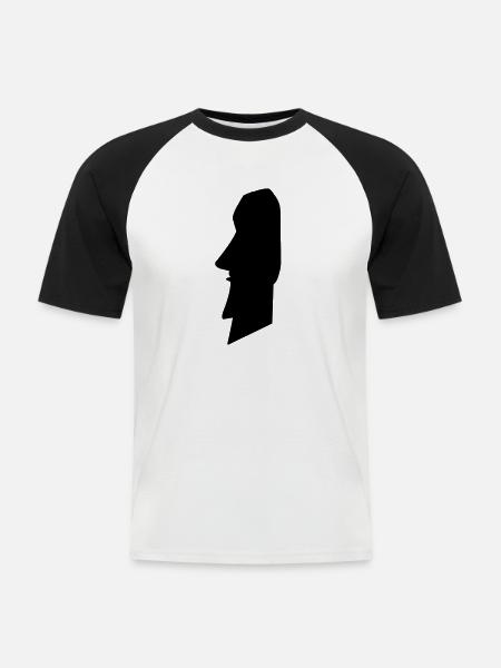 moai_02 - Men's Baseball T-Shirt - white/black