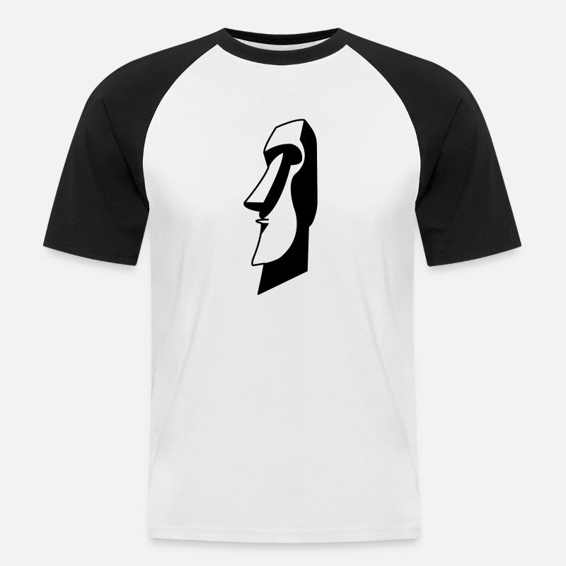 moai_01 - Männer Baseball-T-Shirt - Weiß/Schwarz