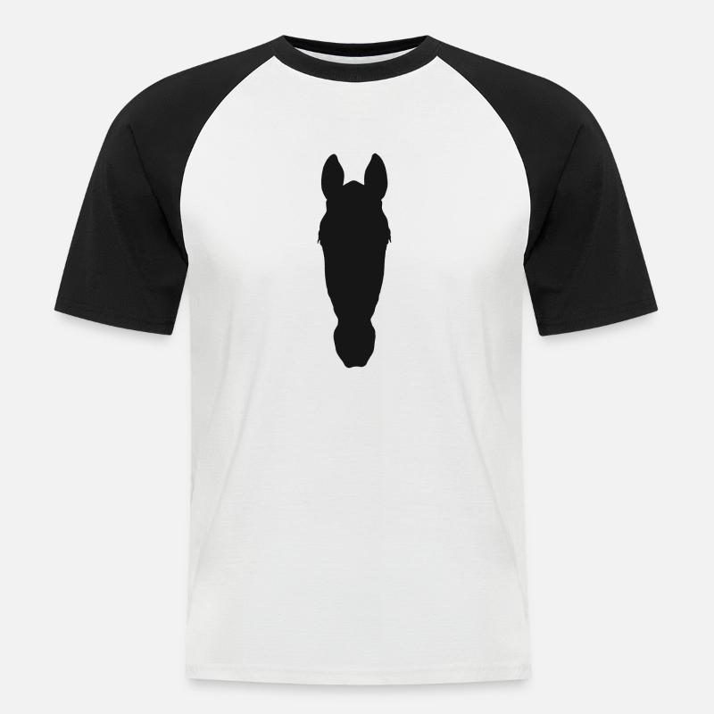 Pferdekopf frontale Silhouette - Männer Baseball-T-Shirt - Weiß/Schwarz