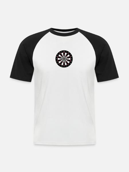 Dartboard - Männer Baseball-T-Shirt - Weiß/Schwarz