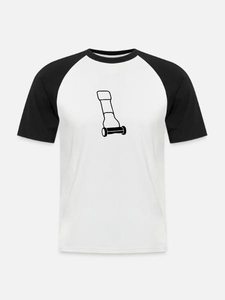 Rasenmäher Spindelmäher - Männer Baseball-T-Shirt - Weiß/Schwarz