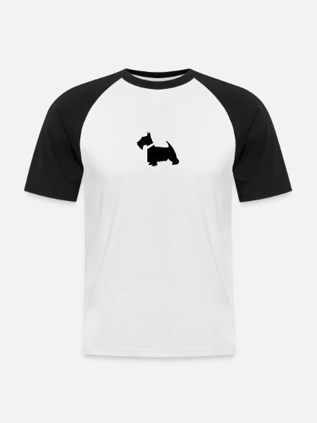 black scottish terrier - Men's Baseball T-Shirt - white/black