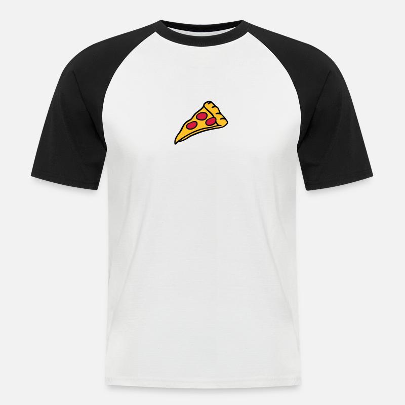 conception Pizza salami fromage - T-shirt baseball manches courtes Homme - blanc/noir