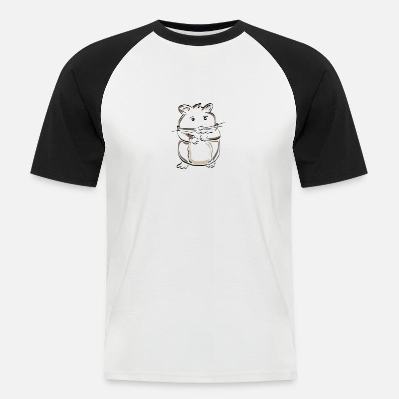 Gezeichneter Hamster - Perfekte Geschenkidee! - Männer Baseball-T-Shirt - Weiß/Schwarz