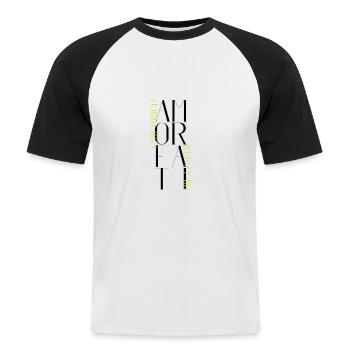 Amor Fati - Liebe dein Schicksal - Nietzsche - Männer Baseball-T-Shirt - Weiß/Schwarz - Vorne - Nik (191cm)