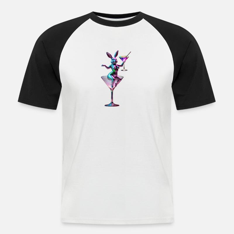 Cosmo Rabbit - Männer Baseball-T-Shirt - Weiß/Schwarz