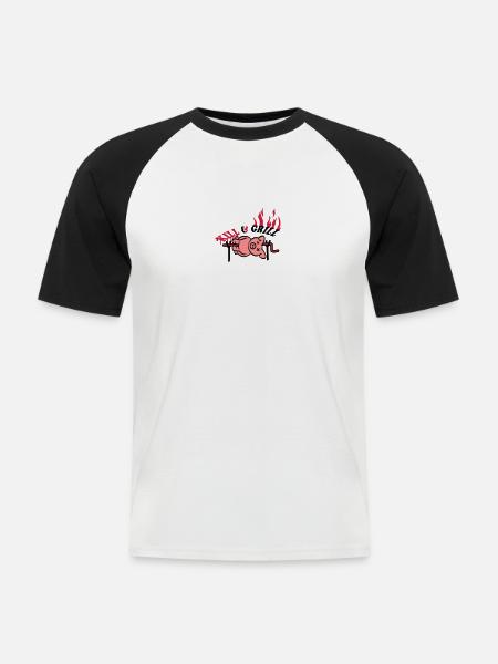 Kill And Grill Pig - Men's Baseball T-Shirt - white/black