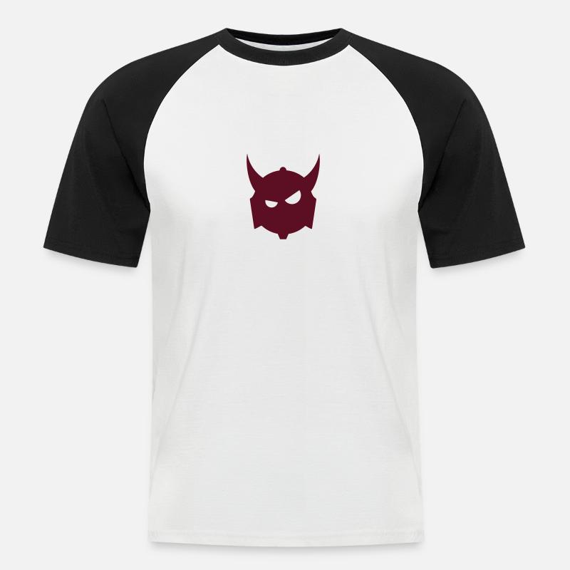 Teufelskopf/ devils head (1c) - Männer Baseball-T-Shirt - Weiß/Schwarz