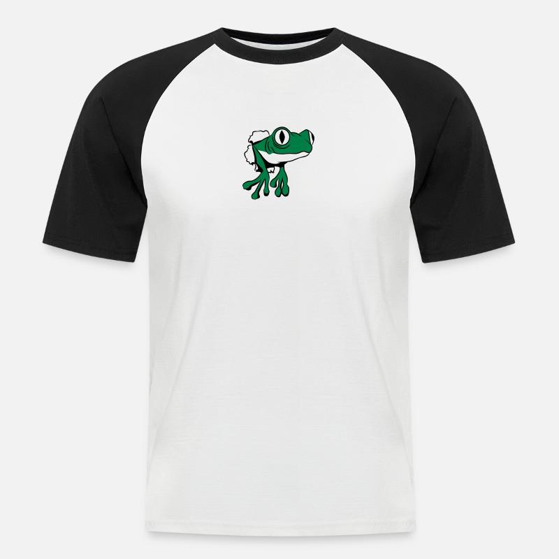 Frosch Loch witzig - Männer Baseball-T-Shirt - Weiß/Schwarz