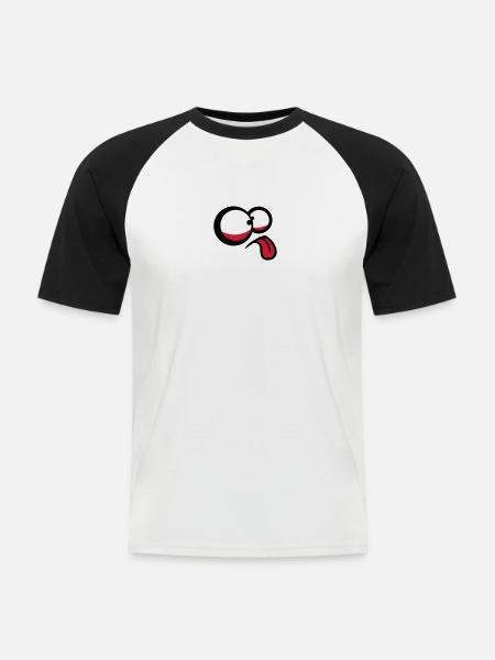 Crazy Comic Face - T-shirt baseball manches courtes Homme - blanc/noir