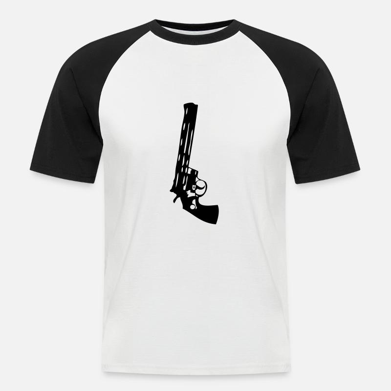 Waffe Pistole - Männer Baseball-T-Shirt - Weiß/Schwarz