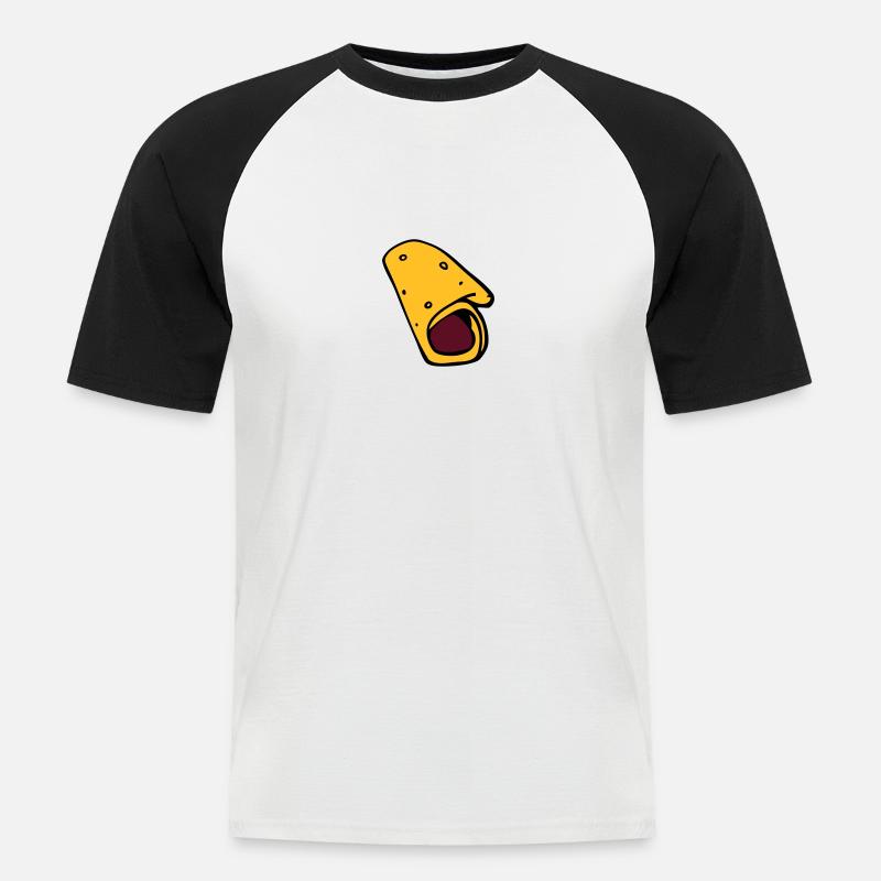 burrito Pfannkuchen-Pfannkuchen-Wurst - Männer Baseball-T-Shirt - Weiß/Schwarz