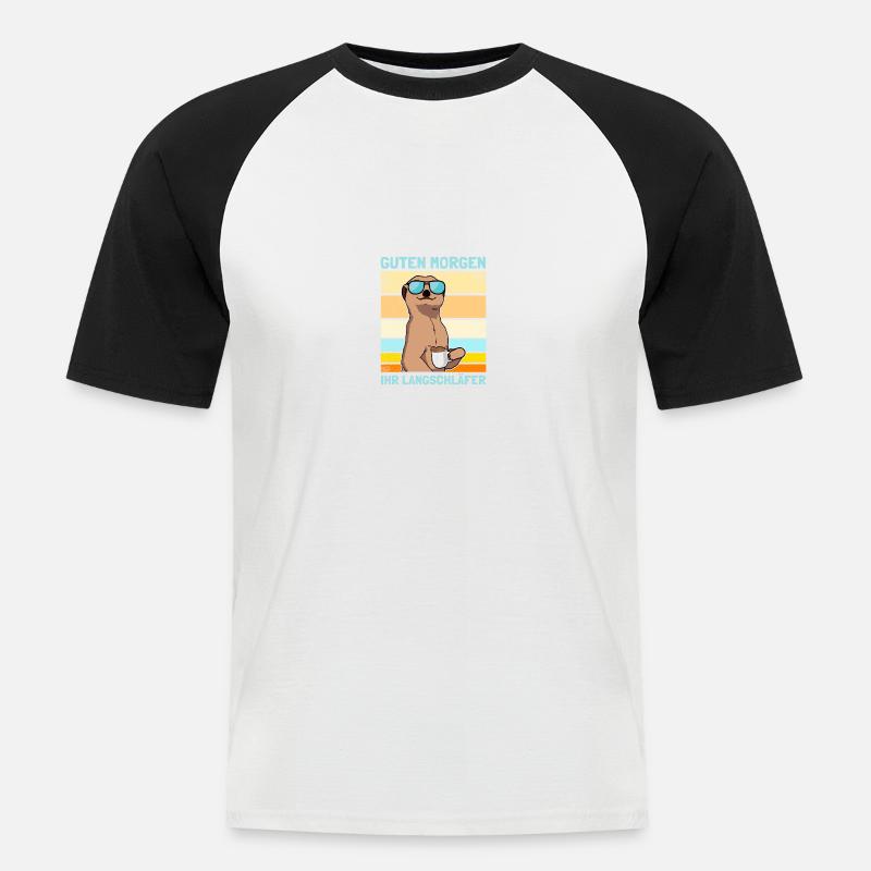 Erdmännchen Kaffee Kaffeeliebhaber Kaffeetrinker - Männer Baseball-T-Shirt - Weiß/Schwarz